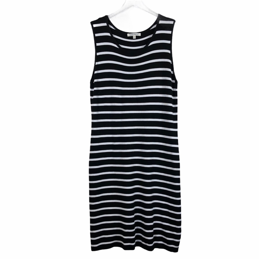 TravelSmith Sleeveless Stripe Knit  Dress XL Black